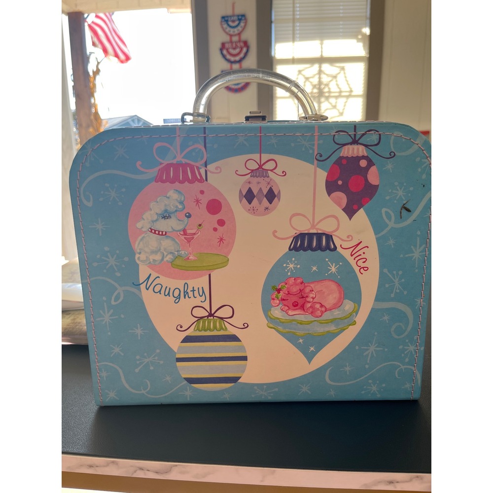 Cute Blue Christmas Poodle Pig Ornament Design carry box